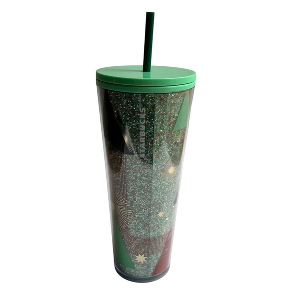 NWT Starbucks 2020 Glitter Christmas Tree 24 oz Tumbler - Picture 4 of 9